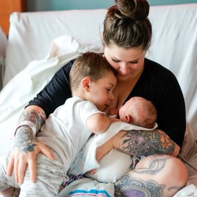 Holly Monteleone with her son and a daughter